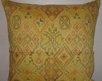 Chenille Victorian pattern decorative pillow cover-24"x24" gougeous pillow in yellow, bright chartreuse, and red high end chenille pillow