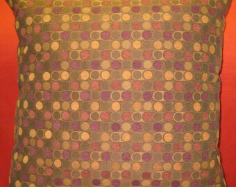 Velvet burnout polka dot pillow cover - 24"x24" -dark brown, light brown, and mulberry wine color-throw pillow plus made in USA