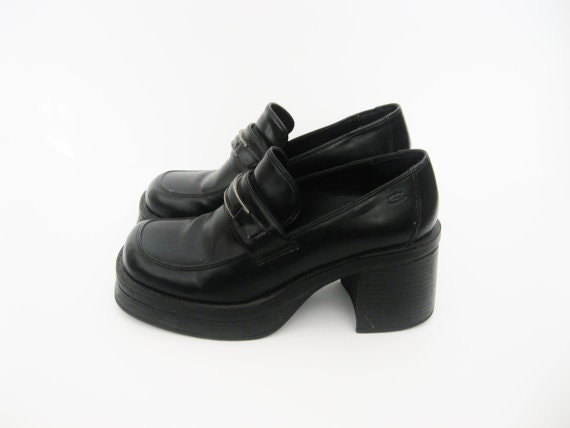 black platform loafers