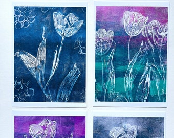 Tulip art prints (from original gel prints)