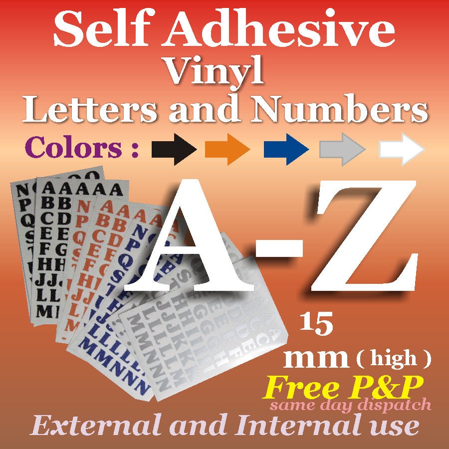 15mm Vinyl AZ Letters Self Adhesive Peel & Etsy