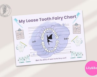 Lost Tooth Chart, Digital File, INSTANT DOWNLOAD- Light blue background