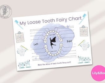 Lost Tooth Chart, Digital File, INSTANT DOWNLOAD- White background