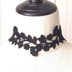 gothic black floral lace choker necklace / vintage victorian lace collar Minimalist choker vamp wicca necklace  gift for her