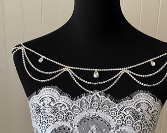 rhinestones  crystal layers bridal shoulder jewelry capelet shawl wrap body chain beaded bolero / wedding shrug bridal shoulder shower