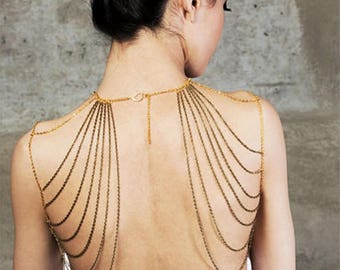 VENTA declaración de oro joyas de hombro / / parte superior de la cadena de oro / / steampunk chic / accesorio regalo Lacefancy