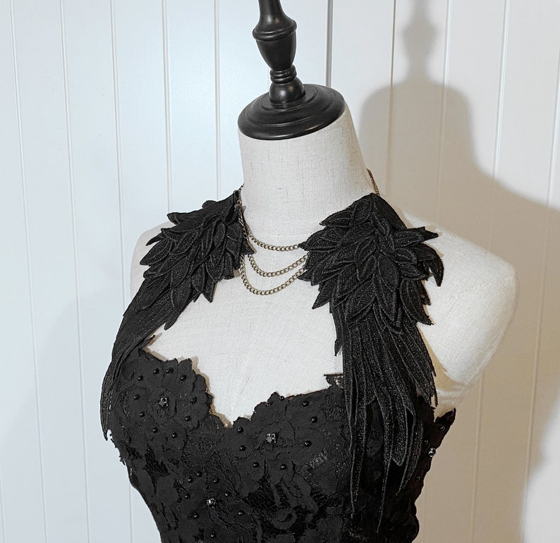 Oversized Black Wings Earrings / Gothic Lace Wings Shoulder Etsy