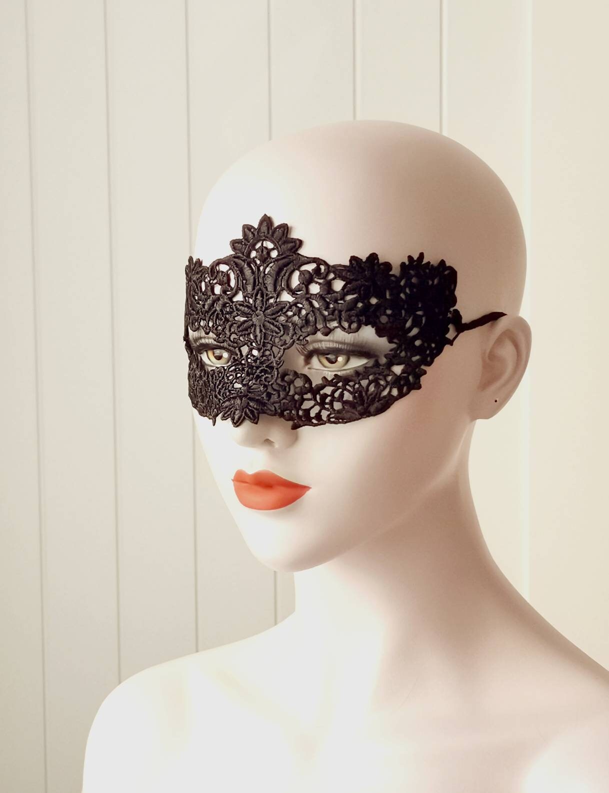 Queen floral black lace eye mask vintage victorian halloween Etsy