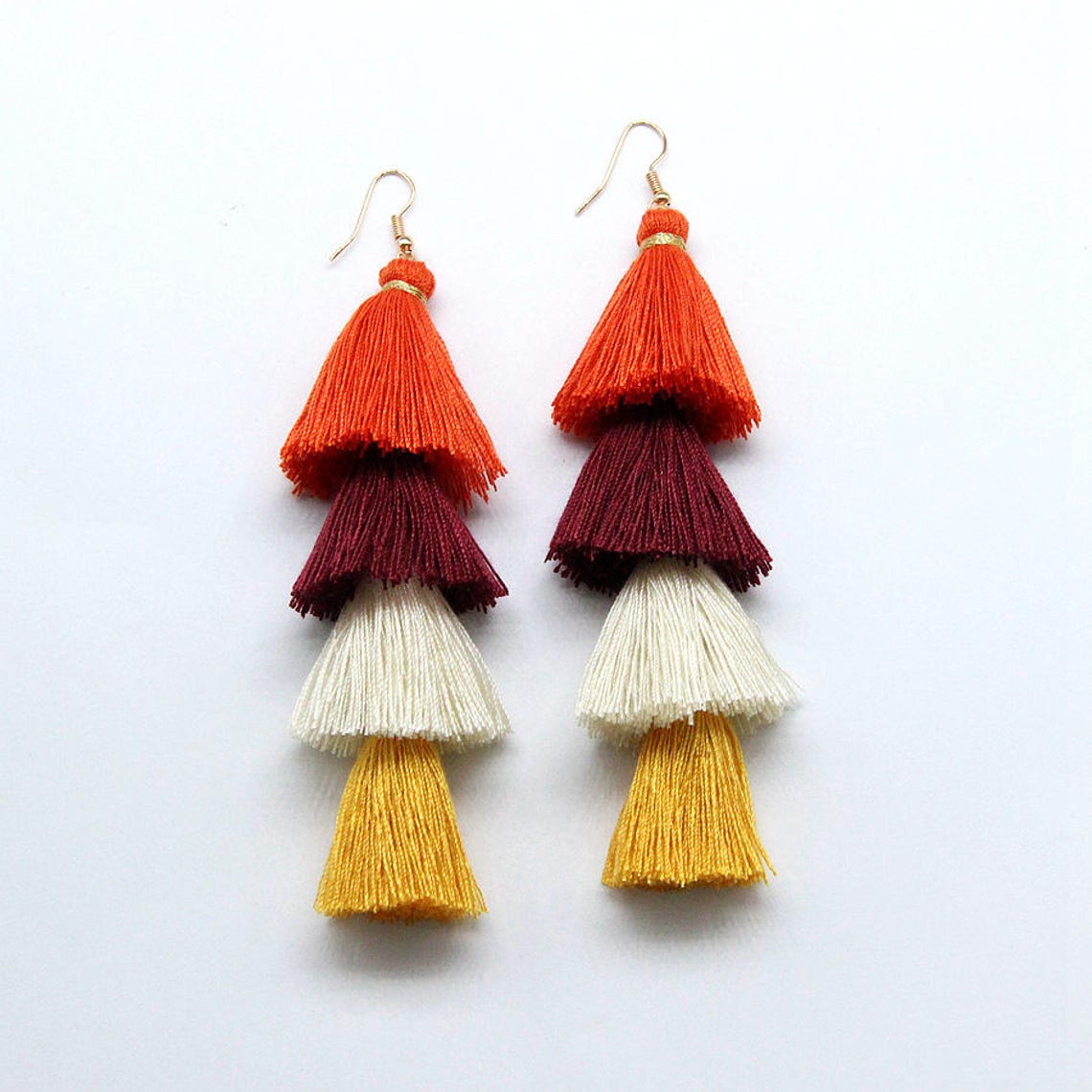 Big SALE large tassels dangle earrings / colorful long tassel Etsy
