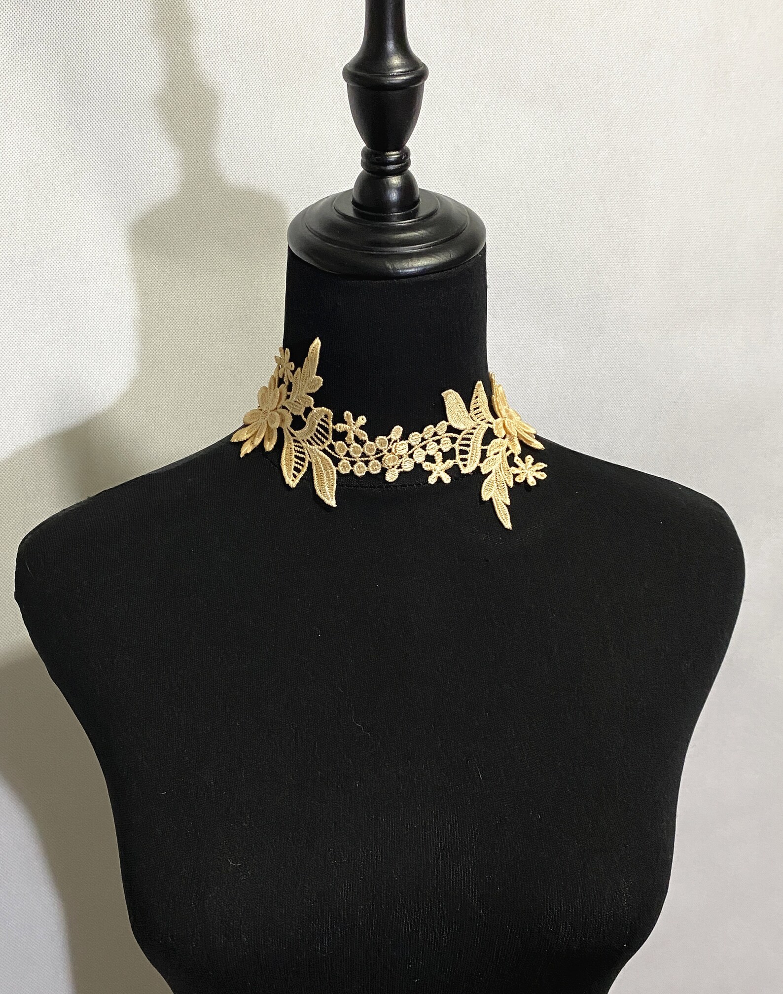 Cream Gold Lace Choker Necklace // Floral Gothic Lace Choker Etsy
