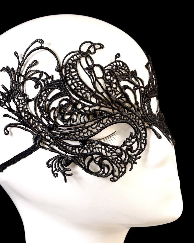 SALE small black lace mask vintage victorian queen mask // Etsy