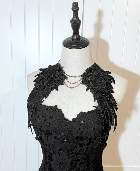 Oversized Black Wings Earrings / Gothic Lace Wings Shoulder Etsy