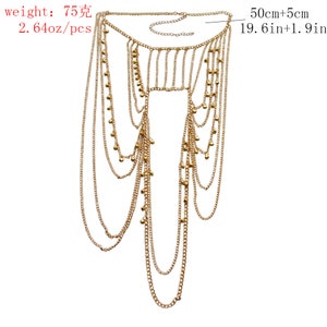 Gold Chain Beaded Body Chain Shoulder Piece / Boho Accessory / Sexy ...