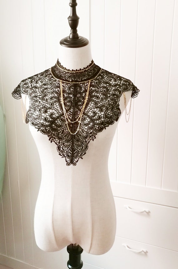 Gothic Black Lace Choker Bib Collar Necklace Lace Vest Top Etsy