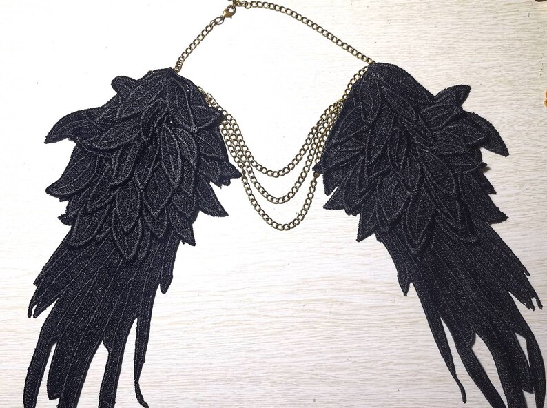 Oversized Black Wings Earrings / Gothic Lace Wings Shoulder Etsy