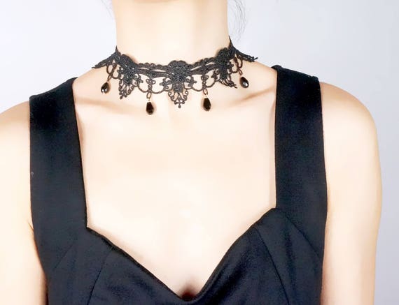 Retro Handmade Gothic Steampunk Lace Flower Velvet Choker Necklace Jewellery