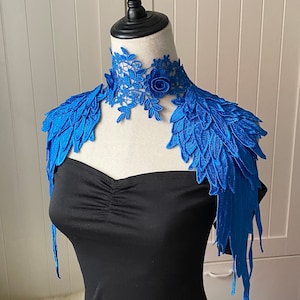 3D layers Angel wing epaulettes shoulder capelet / large Quality wing shawl lace choker set / boho wedding party shower feathers decoration