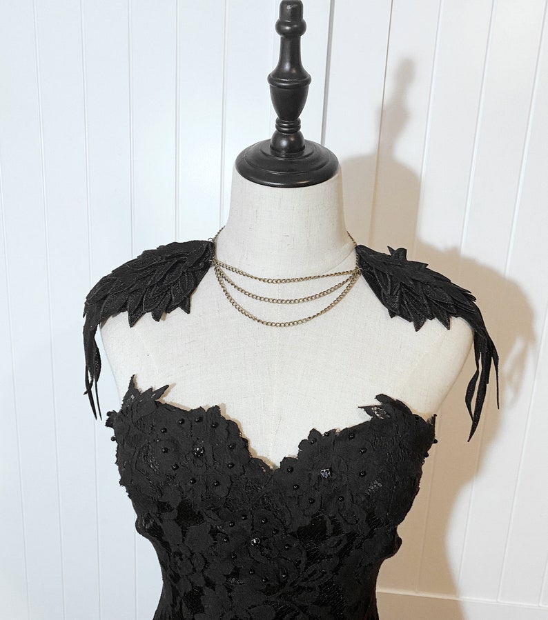 Oversized Black Wings Earrings / Gothic Lace Wings Shoulder Etsy