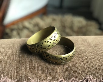 Brass filigree bangle bracelet