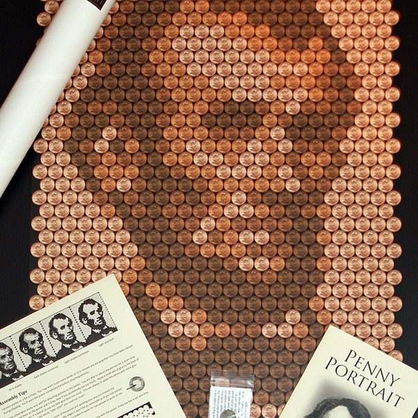 Abraham Lincoln Penny Portrait Kit - Unique DIY Craft Wall Art