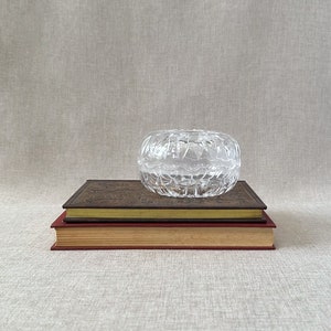Small Italian 24% lead Royal Crystal Rock (RCR) crystal lidded trinket box, crystal star cut glass jewelry box, crystal trinket candy dishes
