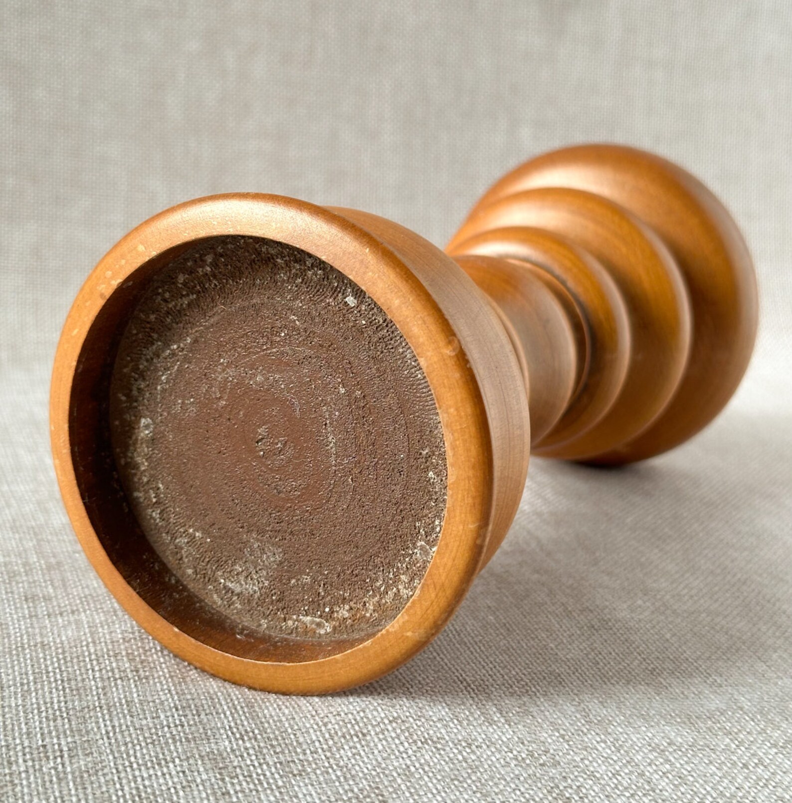 Grand Bougeoir En Bois Tourné Vintage 20 Pouces - Porte-bougie Colonne