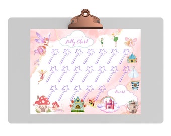 Fairy Potty Chart, Potty Chart for girl, Behavior Chart, Sticker Chart, Toilet Training, Toddler Printable, Kids Reward Chart, Reward Chart