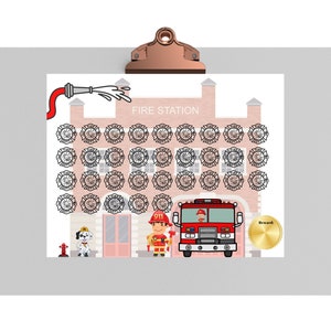 Fireman Reward Chart, Fireman Potty Chart, Fire truck Chart, Fire Engine Potty Chart, Sticker Chart, Behavior Chart, Firehouse Chart, Reward