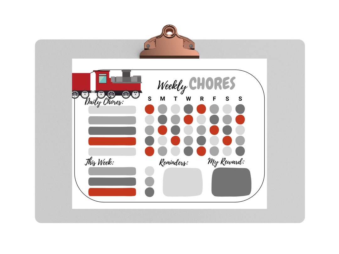 Train Chore Chart, Chore Chart for Kids, Kids Chores, Kids Chore Chart ...