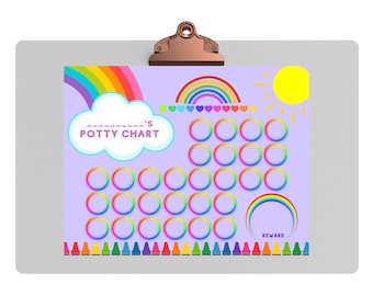 Rainbow Potty Chart, Potty Chart Printable, Colorful Potty Chart, Toilet Training, Sticker Chart, Party Chart Toddler, Potty Chart for girls