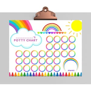Rainbow Potty Chart, Potty Chart Printable, Colorful Potty Chart, Toilet Training, Sticker Chart, Party Chart Toddler, Potty Chart for girls