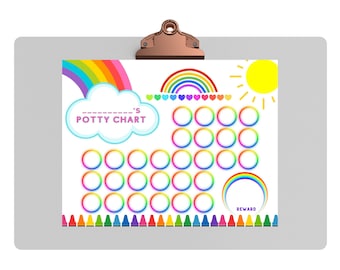 Rainbow Potty Chart, Potty Chart Printable, Colorful Potty Chart, Toilet Training, Sticker Chart, Party Chart Toddler, Potty Chart for girls