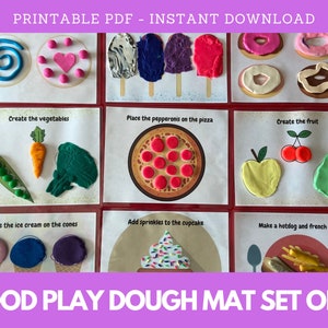 FOOD Play Dough Mats, Play Dough Activity, Busy Book Printable, Montessori Learning, Homeschool Learning, Quiet Book Printable, Preschool