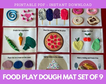 FOOD Play Dough Mats, Play Dough Activity, Busy Book Printable, Montessori Learning, Homeschool Learning, Quiet Book Printable, Preschool
