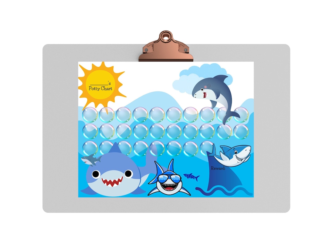 Shark Potty Chart, Shark Potty Training Chart Printable, Potty Chart Digital Download, Potty
