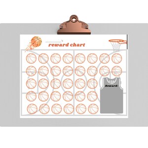 Basketball Reward Chart, Reward Chart for Kids, Reward Chart for boys, Reward Chart Printable, Reward Chart Girl, Reward Chart Download,