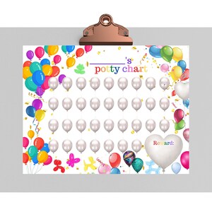 Ballon-Töpfchen, Verhaltensdiagramm, Toilettentraining, Belohnungsdiagramm, Aufkleber Belohnungsdiagramm, Töpfchendiagramm für Mädchen, Töpfchendiagramm für Jungen, Poop
