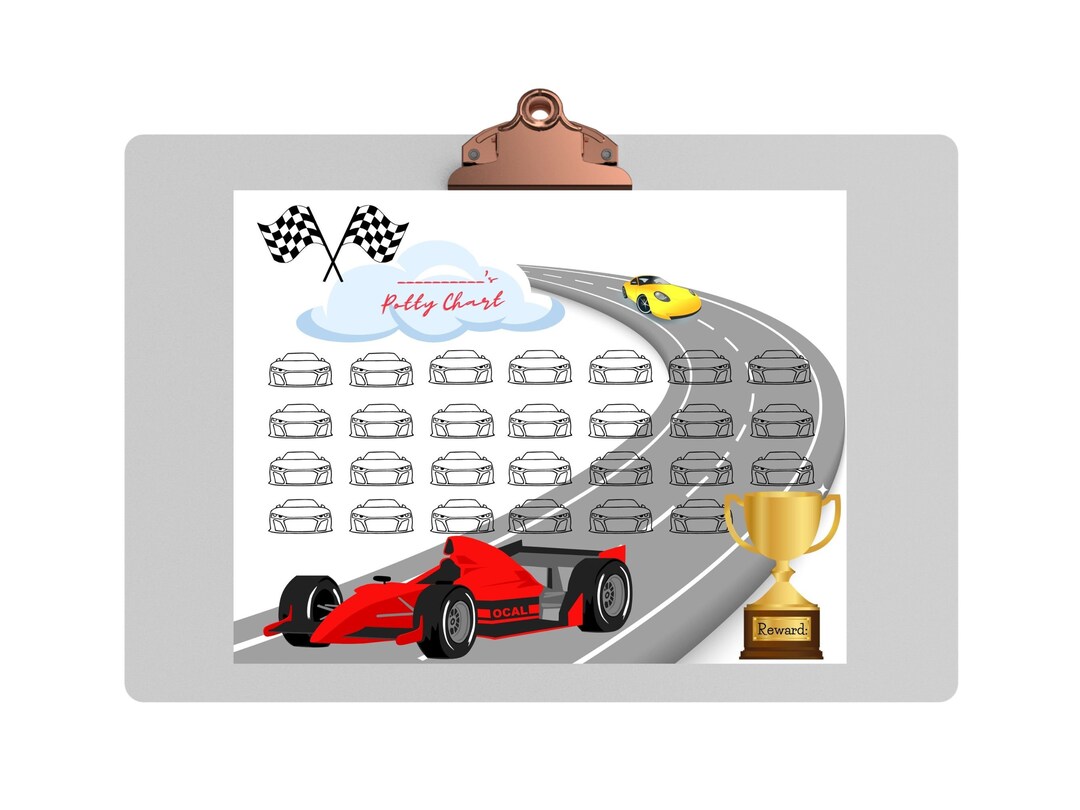 Race Car Potty Training Chart, Race Car Behavior Chart, Car Potty Chart