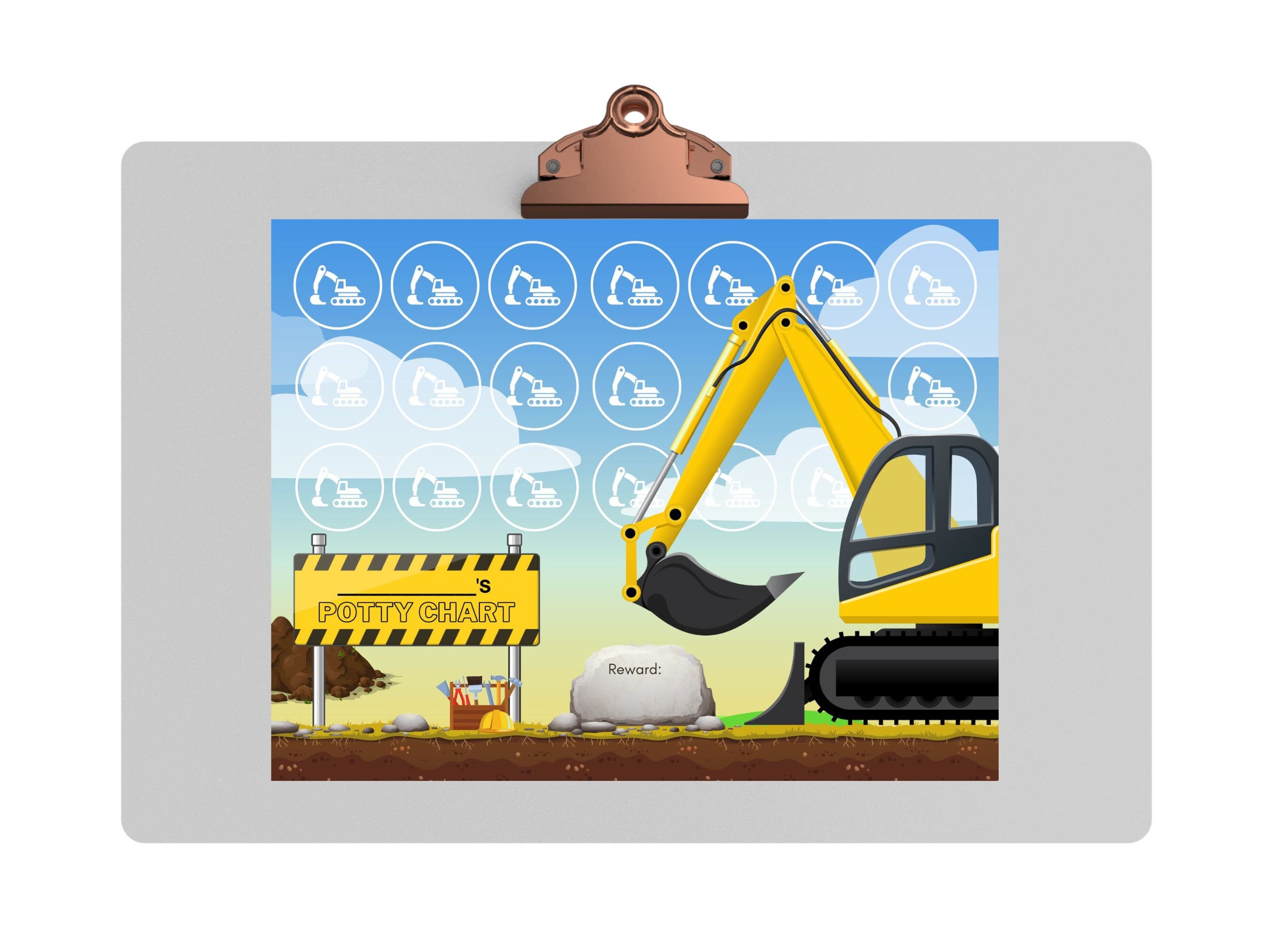 Construction Potty Chart, Excavator Potty Chart, Potty Chart for Boy