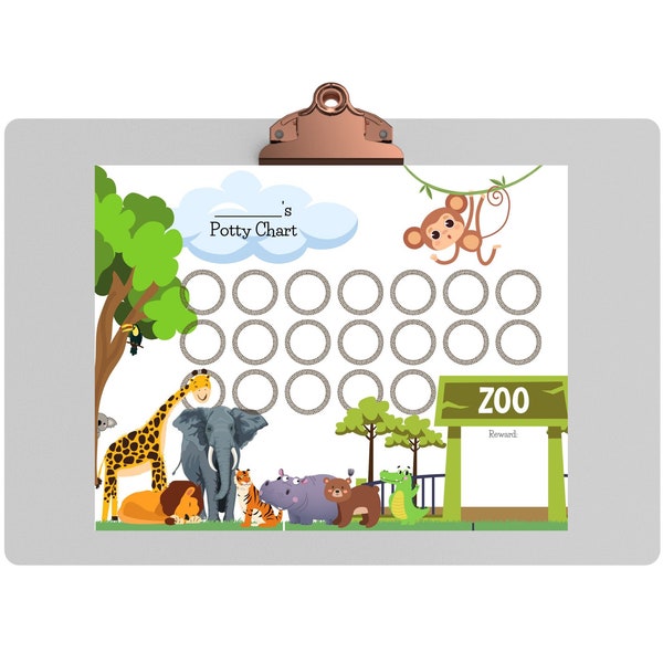 Zoo Potty Chart, Zoo Potty Training Chart, Zoo Potty Printable, Zoo Reward Chart, Zoo Sticker Chart, Potty Chart for Boys, Girl Potty Chart