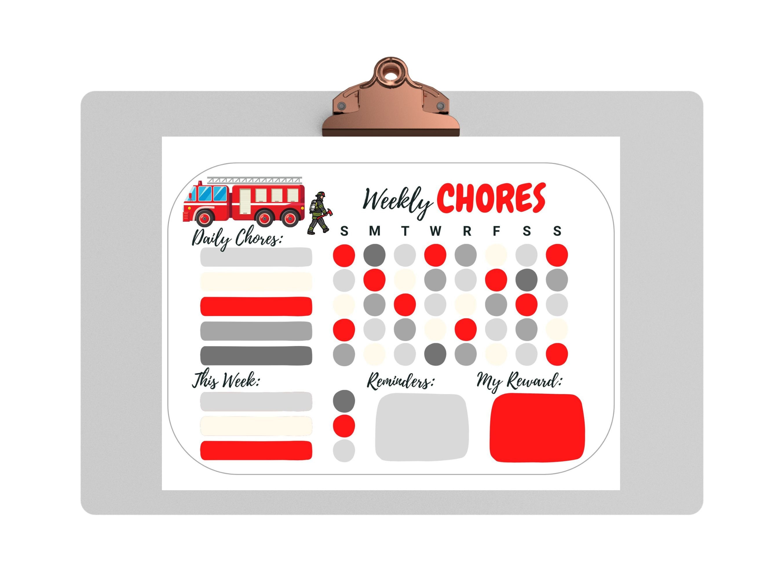 Fire Truck Chore Chart, Fireman Chore Chart, Firefighter Chore Chart, Chore  Chart for Kids, Kids Chores, Kids Chore Chart, Responsibility - Etsy
