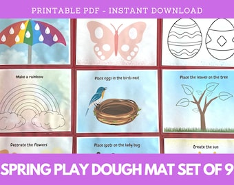 Spring Play Dough Mats, Play Dough Activity, Busy Book Printable, Montessori Learning, Homeschool Learning, Quiet Book Printable, Preschool
