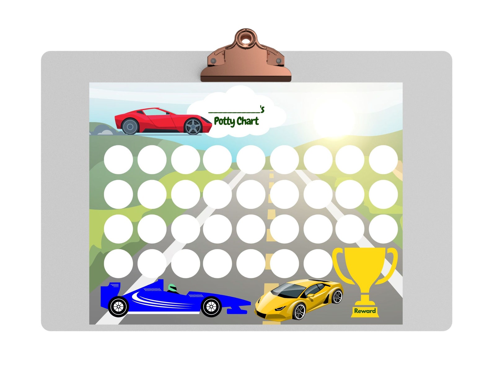 Race Car Potty Chart, Race Car Behavior Chart, Car Reward Chart, Toilet