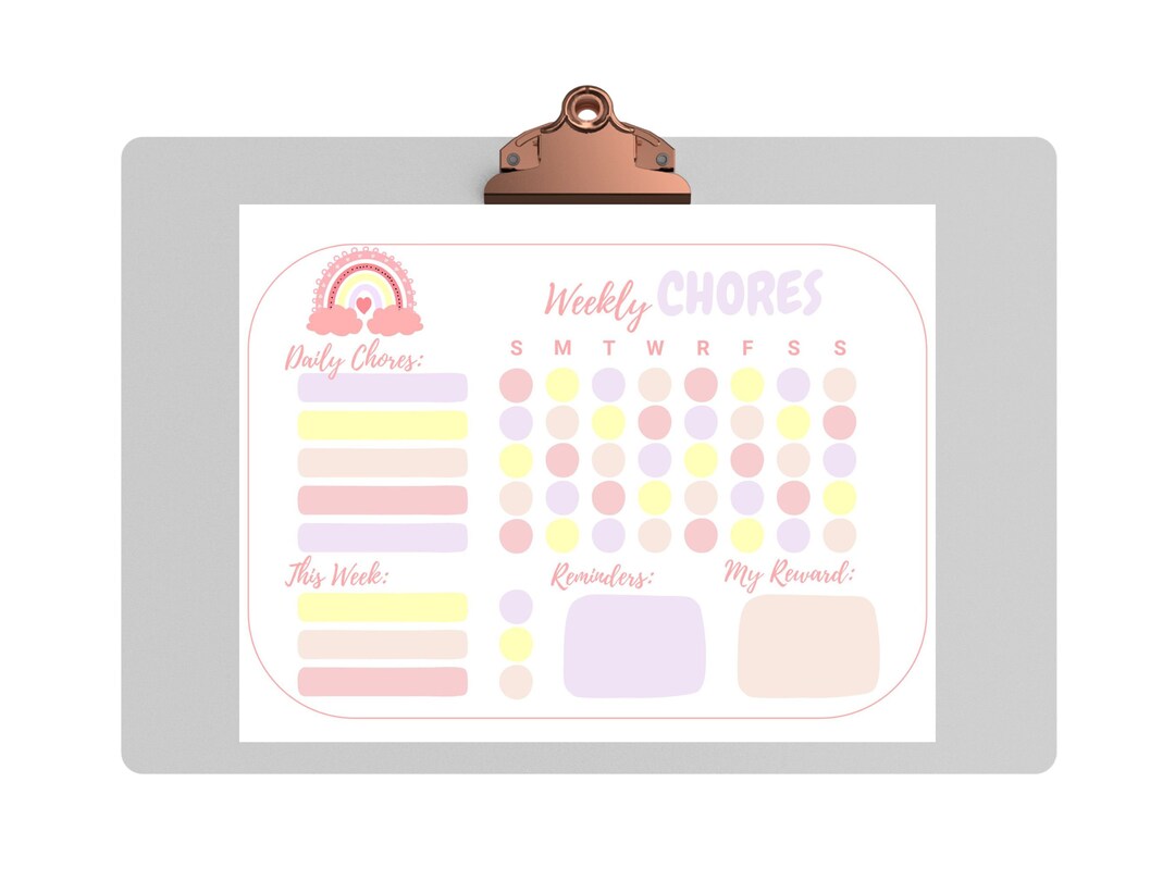 Rainbow Chore Chart, Chore Chart for Kids, Kids Chores, Kids Chore ...