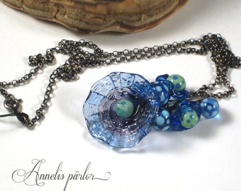 Lampwork beads, glass and sterling silver necklace, Handmade, Artisan.