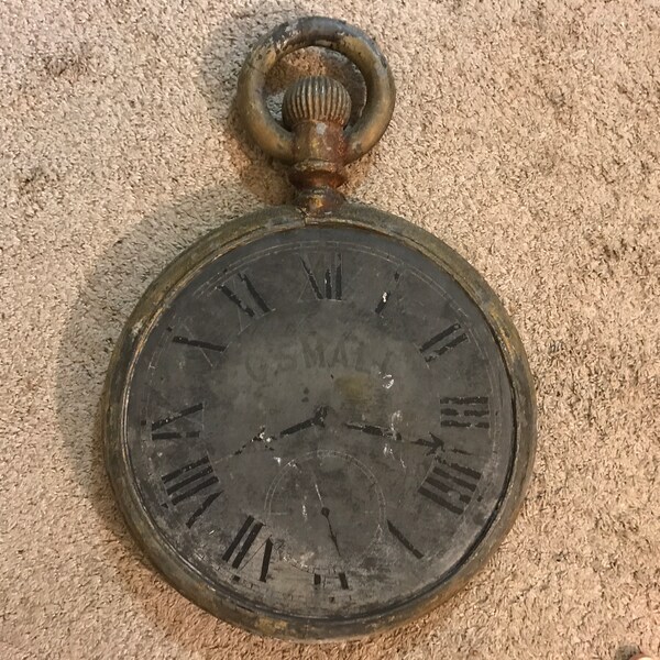 Antique Zinc and Cast Iron Pocket Watch Jewelry Store Display Sign