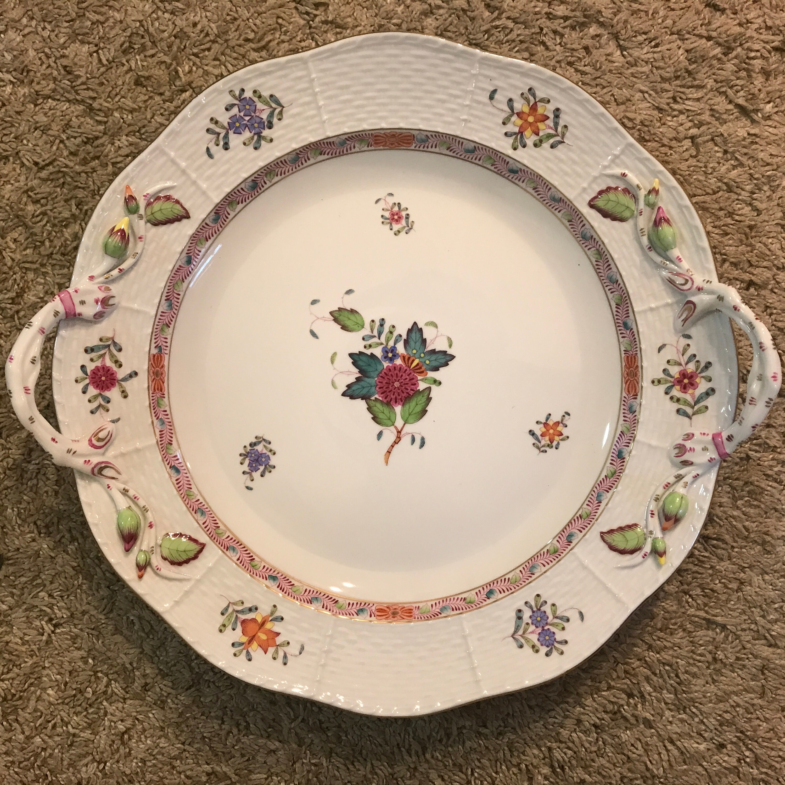 特別セーフ Platter Round Plate Chop Porcelain Herend With 173 Handles 食器