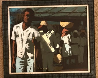 Amazing Vintage Haitian Painting Signed Pierre , Haiti Hand