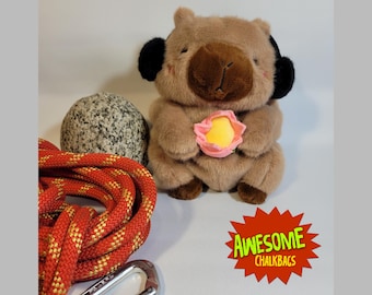 Capybara with Headphones Rock Climbing Chalk Bag