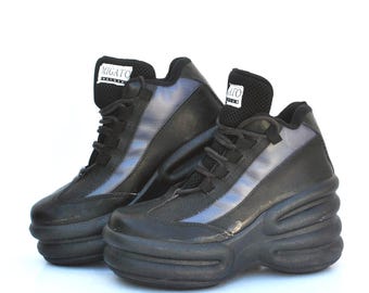 Chunky Platform Sneakers Black | Y2K Cyber Goth Shoes | Futuristic Streetwear Trainers size eu 36 uk 3 us 5